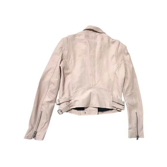 IRO Ashville cropped washed-leather biker jacket, Nude - Picture 8 of 16
